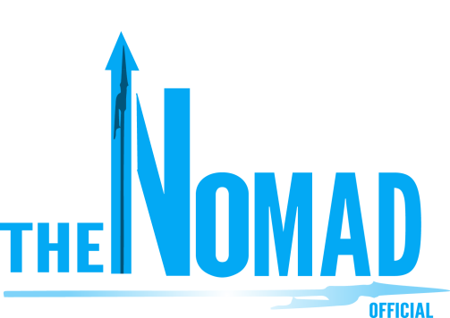 The Nomad Official text logo. Font color: blue, font style: Monteserrat