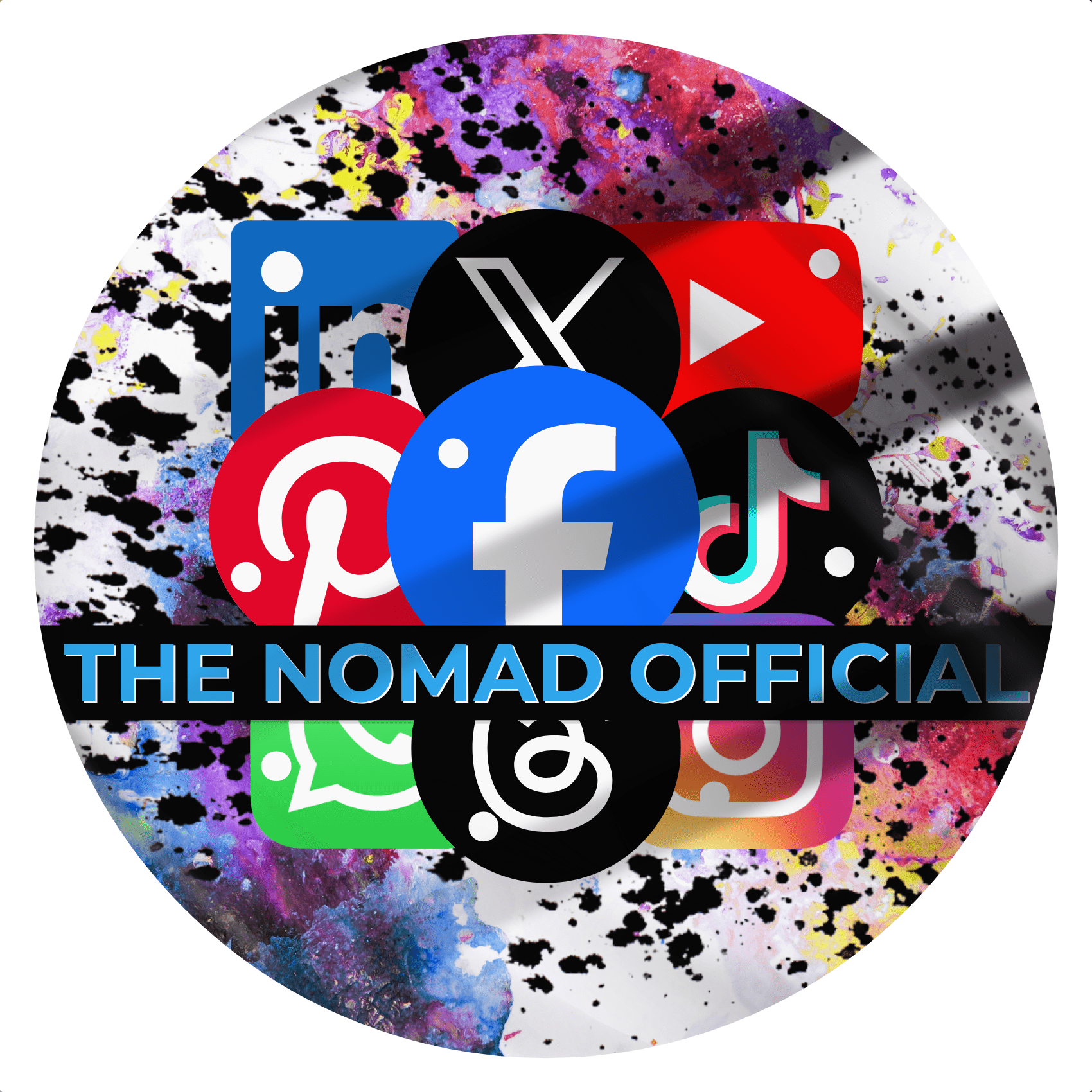 Social Media icons all added in a collage format. The icons are Facebook, Instagram, Whatsapp, Threads, Pinterest, X, LinkedIn, TikTok and Youtube.