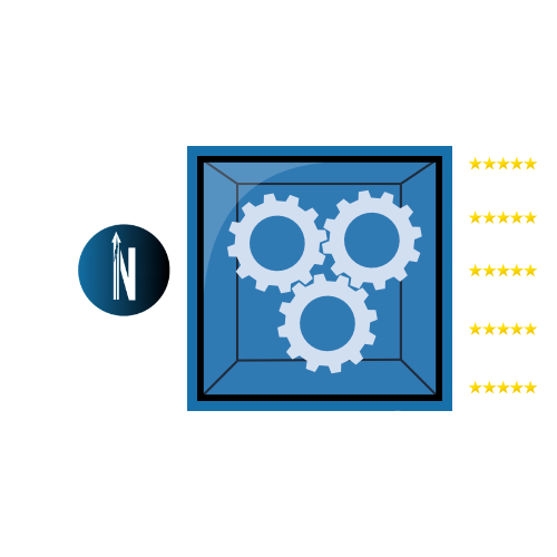 A graphic design of a machine powered by The Nomad Official
